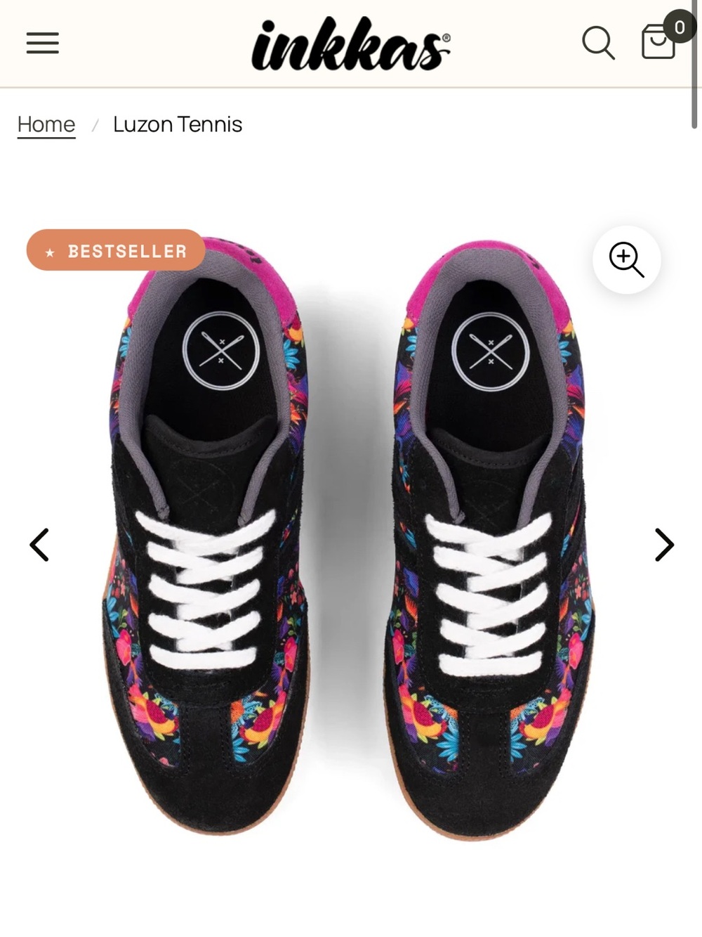 inkkas Luzon Sneakers - Black with Pink and Multicolor Floral